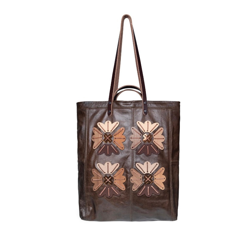 Tote - Flower - Brown
