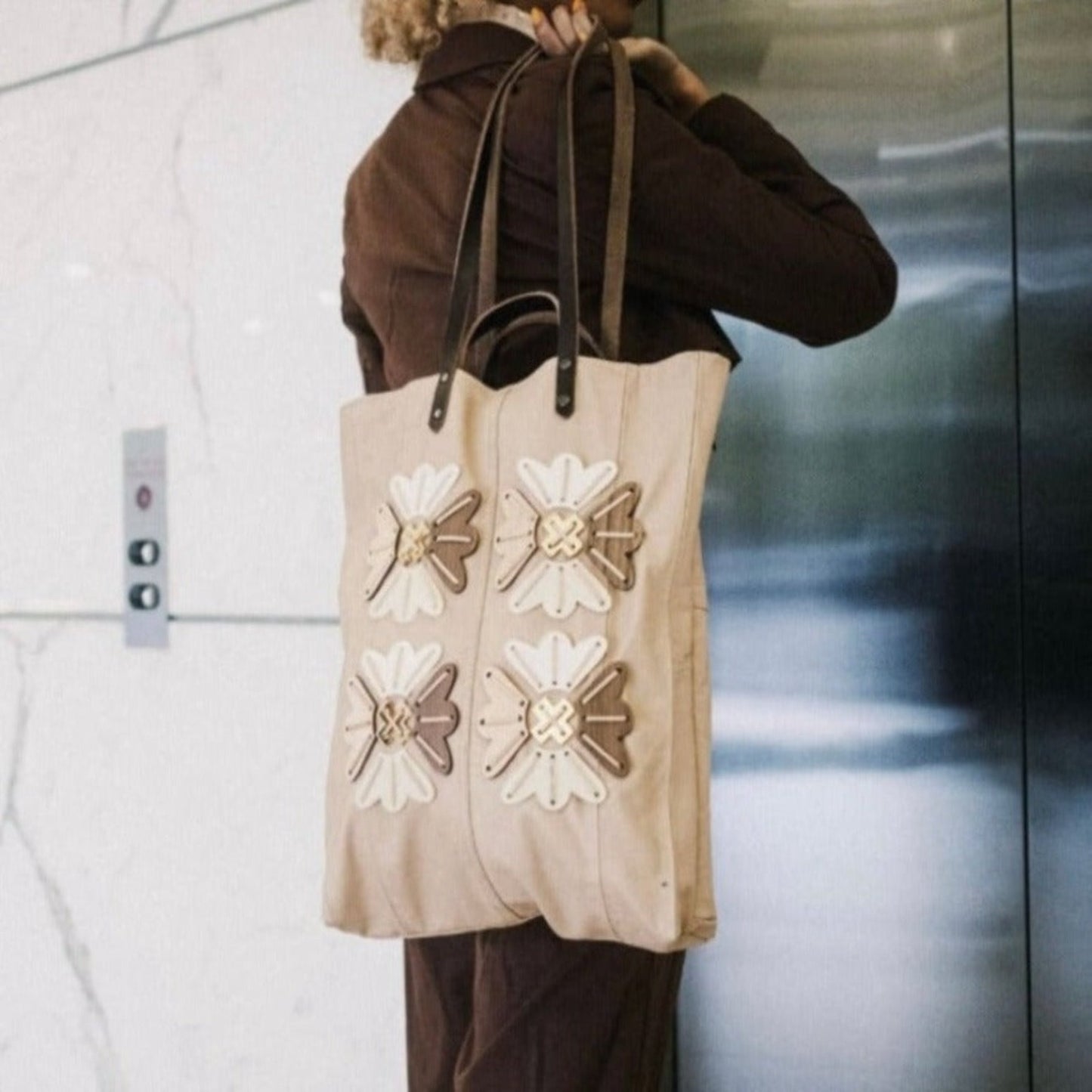 Tote - Flower - Cream